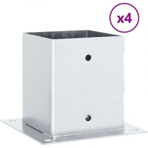 VidaXL Bases de poteau carrées 4 pcs argent 121x121 mm acier galvanisé, base de clôture en béton, base de poteau de clôture 42000014