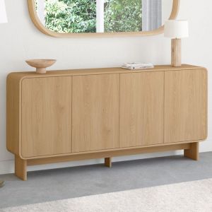 Idmarket Buffet 160 cm CAPUCINE XXL 4 portes fa&ccedil;on h&ecirc;tre design arrondi