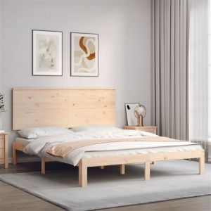 VidaXL Cadre De Lit Avec Tête De Lit King Size Bois Massif