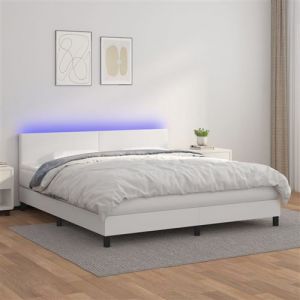 VidaXL Sommier à lattes de lit avec matelas et LED Blanc 180x200 cm