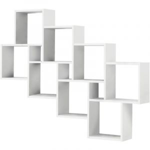 Terre de Nuit Etagère murale 8 cases en bois blanc brillant - ET13036-1