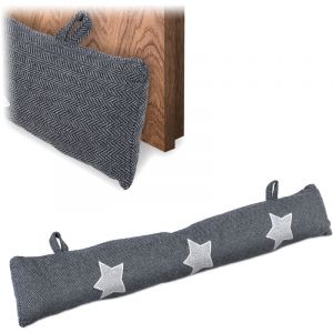 Relaxdays 2 x stop-draft, isolant pour portes et fen&ecirc;tres, boudin de porte souple, sable, 76 cm, &eacute;toile, gris