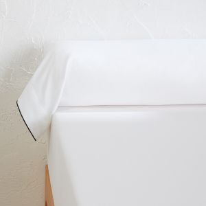 Taie de traversin satin de coton lavé, Victor uni Blanc Taille 85x185 cm