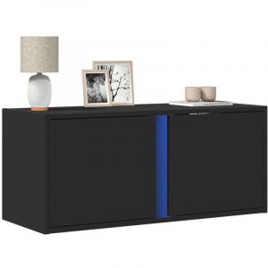 VidaXL Meuble TV mural avec lumi&egrave;res LED noir 80x31x35 cm, meuble TV suspendu au mur, unit&eacute; TV flottante, support TV mural, 852258