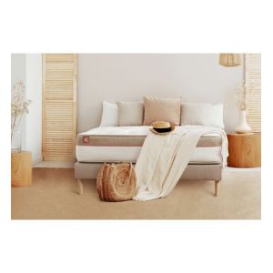 Ensemble sommier matelas LE COSY 90x190cm Mémoire de forme 7 zones de confort Ep 30cm + sommier kit Beige