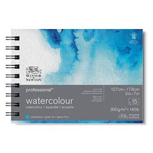 Winsor & Newton Papier, Coton, Bloc Spirale Grain Fin 300G 12,7X17,8Cm 15F, Set de 15 Pi&egrave;ces