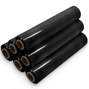 Waytex LOT de 6 Rouleaux de Film Noir 500mm x 250m, &eacute;paisseur 25 microns, Etirable 150 &agrave; 200%, pour, palettes, carton, emballage, Rouleau 3,2 Kg,