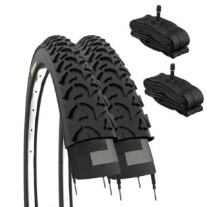 ECOVELO EBI20MAE, 2 pneus 20 x 1,75 (47-406) + Chambres à air avec Valve Schrader Unisexe pour Enfants, Noir, 20 Pouces