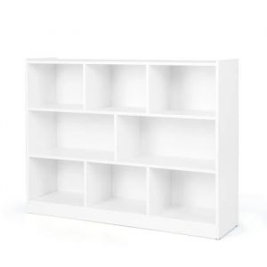 Étagère Bibliothèque À 3 Niveaux Costway-122 X 32 X 93cm-8 Cubes Ouverts De Rangement-Pied Antidérapant-Capacité Max 220 Kg-Blanc