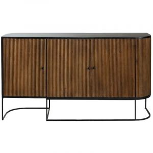 Buffet arrondi en bois de manguier et m&eacute;tal Ys&eacute;