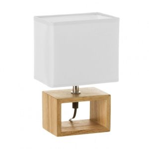 Wadiga Lampe à Poser Rectangle Bois Abat-jour Blanc