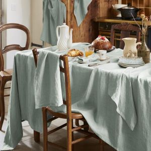 Easy Dort Nappe rectangle lin français eucalyptus 170x250 cm