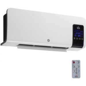 Homcom Radiateur soufflant mural chauffage céramique PTC - 1000 W / 2000 W oscillation minuterie avec télécommande blanc