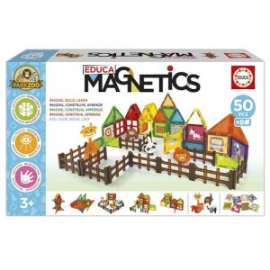 Educa Magnetics Zoo du Parc | Jeu tif de Construction magnétique 3D de 50 pièces pour Enfants. Comprend 4 Animaux et 8 Cartes. Construisez des Figures géométriques. A partir de 3 Ans (20270)