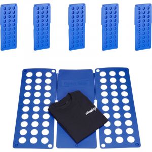 Relaxdays 6x Planches à plier le linge, 2e génération, plie chemise, plieuse vêtements, salle de bain, 60 x 70 cm, bleu