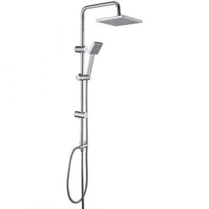 JOHO Colonne de Douche Chromé Ensemble de douche en acier inoxydable avec pommeau de douche en ABS 20 x 20 cm
