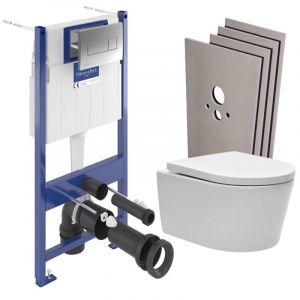 Villeroy & Boch ViConnect Pro S Pack WC bâti + WC Swiss Aqua Technologies + abattant SoftClose + plaque (VCNSAT2SBCH)
