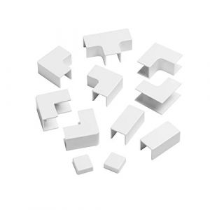 D-line Multipack Accessoires de goulotte cache-câbles, 25 x 16mm, assembler plusieurs tronçons goulottes, Multipack 11 pièces – Blanc