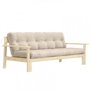 Image de Inside75 Canapé convertible futon unwind pin naturel coloris beige 130 x 190 cm. - beige