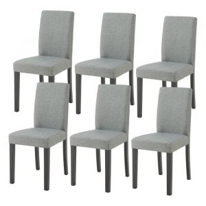 [en.casa] - Lot de 6 chaises de salle &agrave; manger Hamburg gris clair