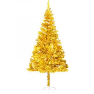 VidaXL Sapin de Noël artificiel avec support Doré 180 cm PET