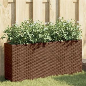 VidaXL Jardini&egrave;res avec 2 pots 2 pcs marron 90x20x40 cm r&eacute;sine tress&eacute;e