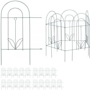 Relaxdays Bordure potager, clôture jardin 20 éléments, en métal, à planter dans le sol, h x l : 62 x 976 cm, vert