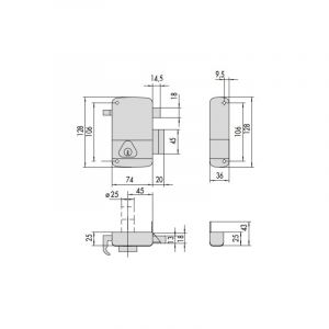 Serrure monopoint en applique verticale à tirage 50mm gauche cisa 502210032a