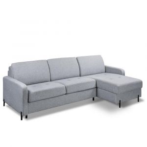 Italian Spirit Canapé angle méridienne EXPRESS BELLECOUR 160*197 cm matelas 16 cm pieds métal noir tissu gris