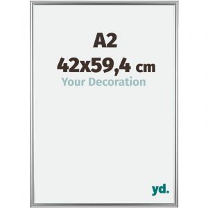 Yd. - Your Decoration - A2 42x59.4 cm - Cadres Photos en Plastique Avec Verre acrylique - Anti-Reflet - Excellente Qualité - Argent - Cadre