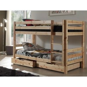 Vipack Furniture Lit Pino superposé avec tiroirs pour enfant 90 x 200 cm