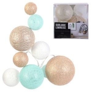 Image de T Home Deco Light Guirlande l ineuse boules colorées 10 leds multi tailles beige