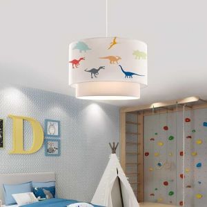 Lux.pro - Suspension Lurgan pour enfant motif de petits dinosaures colorés blanc