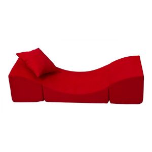 Pouf dépliant, fauteuil 3 en 1: pouf, chaise longue, table pour enfants rouge