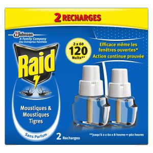 Raid 2 recharges anti moustiques et moustiques tigres