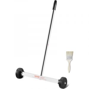 Balai magnetique avec roulettes, taille compacte de 15 po, force de maintien de 8 lb, manche telescopique pour plus de confort, rouleau magnetique