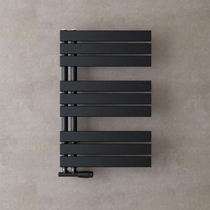 Doporro Radiateur de Salle de Bain Sèche-Serviette 76x50cm Radiateur à Eau Chaude Gris Noir Sèche-Serviettes Design FN