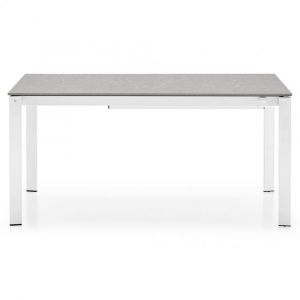 Inside75 Table extensible 12 couverts EMINENCE 310 cm pieds métal blanc plateau mélaminé gris