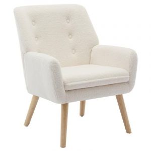 Fauteuil en tissu bouclette blanc SERINO