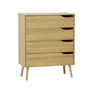 Commode effet frêne. 4 tiroirs. pieds en pin massif