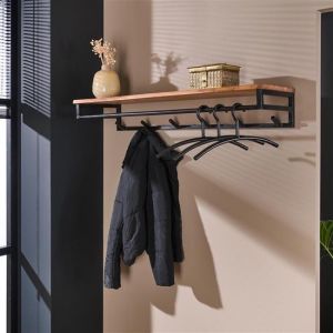 Hoyz - Porte-manteau Custom - 6 crochets - Etagère à chapeau - Bois d'acacia - 100cm