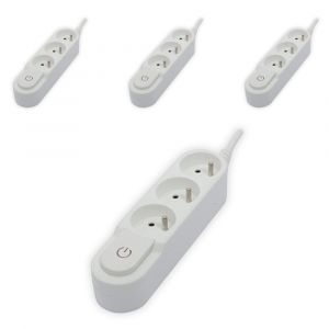 Chacon Lot de 4 blocs multiprises 3x16A - 3500W - câble H05VV-F 3x1,5mm² - 3m - Blanc