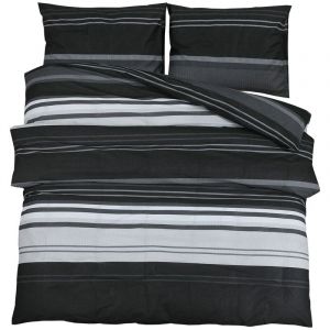 VidaXL Ensemble de housse de couette noir et blanc 240x220 cm Coton