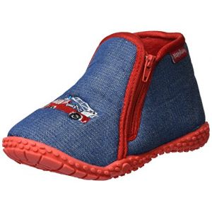 Playshoes Hausschuh Feuerwehr, Chaussons Montants Mixte Enfant, Bleu (Jeansblau 3), 26/27 EU