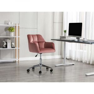 Chaise de bureau PEGA Velours Rose Hauteur réglable