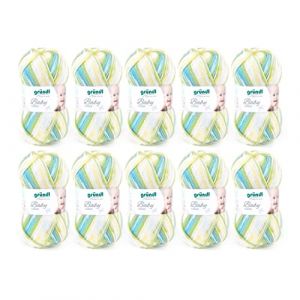 Fil Gründl Baby color (fil pour tricot & crochet au caractère laineux, composé de 70 % d’acrylique et 30 % de polyamide, 50 g / 150 m, aiguilles n° 3 ½ à 4 ½, 10 x 50 g), Vert Multicolor