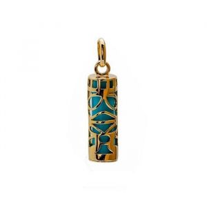 Pendentif TIKI en plaqué Or âme turquoise amulette porte bonheur Tahitienne sagesse vrai plaqué or 18 carats