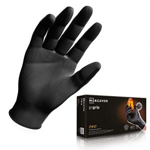 MERCATOR MEDICAL Gants nitrile GoGRIP+ de protection non poudrés sans latex texture diamant, Taille:XL - 50 pièces, Kolor:GoGrip Noir