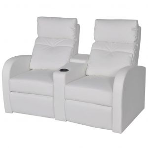 Image de VidaXL Fauteuil Inclinable à 2 Places Cuir Synthétique Blanc Modèle 1