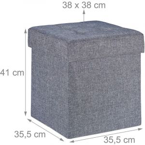 Tabouret coffre pouf avec espace de rangement gris 13_0002755